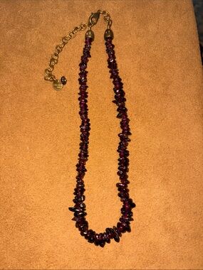 NEW Twisted Silver Garnet & Brass Necklace Signed